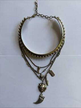 Dylanlex Layered Gold-Tone Statement Necklace with Pendant Charms